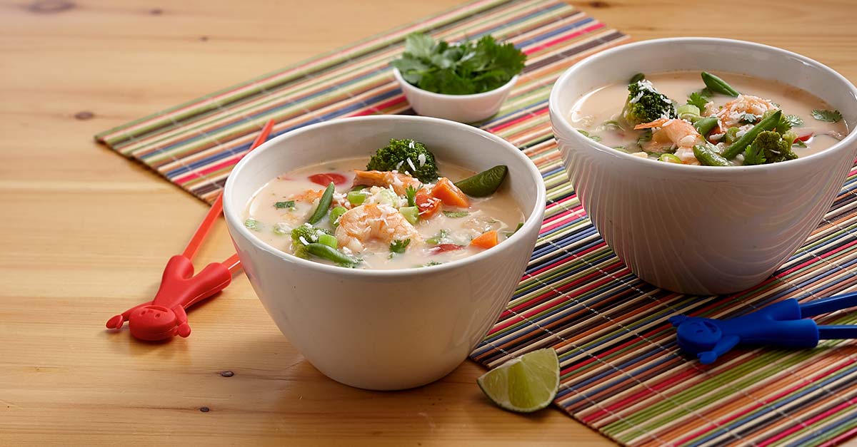 Soupe asiatique aux crevettes et aux légumes Cuisinons en Famille